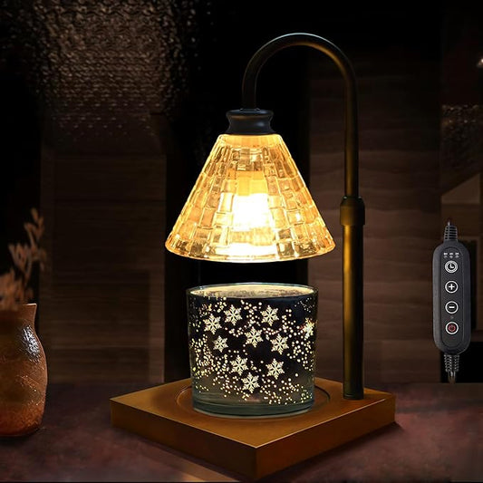 Candle Warmer Lamp with Timer, Compatible with Jar Candles, Dimmable & Height Adjustable Candle Lamp, Vintage Design – for Unique Christmas Gifts & Home Decor Aesthetic (Matte Black)