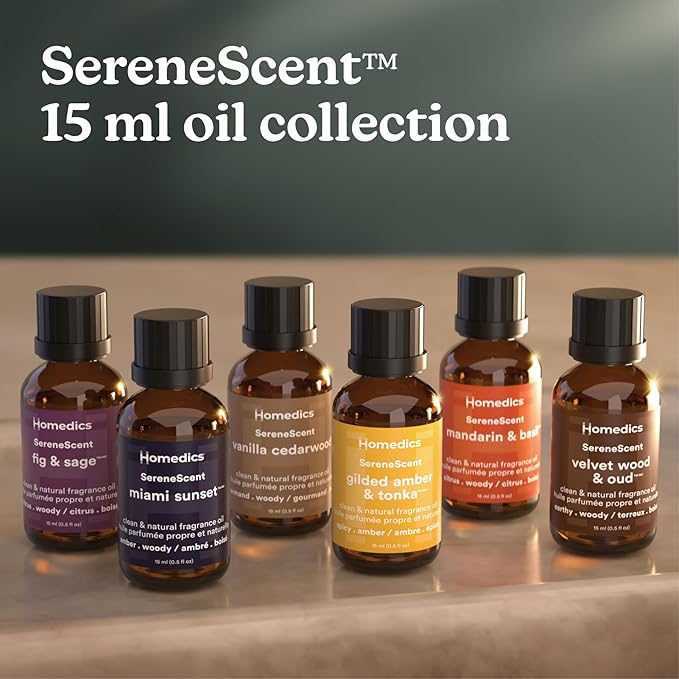 Homedics SereneScent Miami Sunset Home Fragrance Oil, 15 ml, for use with Homedics SereneScent Mini Waterless Diffuser (ARMH-680), Clean & Natural Everyday Collection