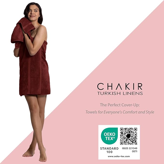 Chakir Turkish Linens | Hotel & Spa Quality 100% Cotton Premium Turkish Towels | Soft & Absorbent (4-Piece Bath Towels, Cranberry)