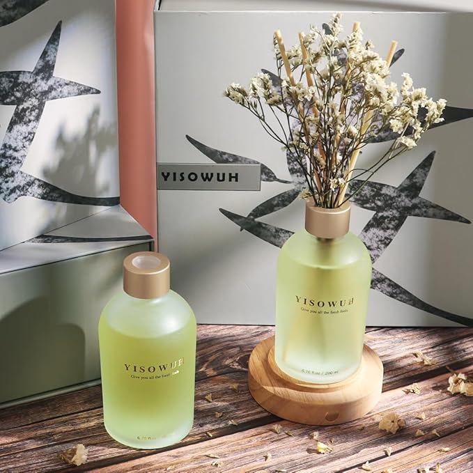 Reed Diffuser - Jasmine Lily&Osmanthus 6.76 oz（200ml） 2 Packs Flower Essential Oil Reed Diffuser Set with 16 Sticks - Long Lasting Fragrance for Home Bedroom Bathroom Room Shelf Decor