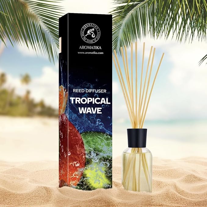 Reed Diffuser Tropical Wave 3.4 Fl Oz (100ml) - Room Diffuser with Exotic and Fresh Scent - Fragrance Diffuser with Rattan Sticks - Room Freshener - Scented Diffusers - Home Fragrance