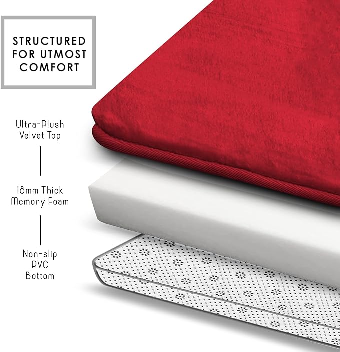 Clara Clark Bathroom Rugs, Velvet Memory Foam Bath Mat, Non-Slip Bath Rugs, Machine Wash, Dries Quickly, Ultra Soft Plush Bath Mats for Bathroom,