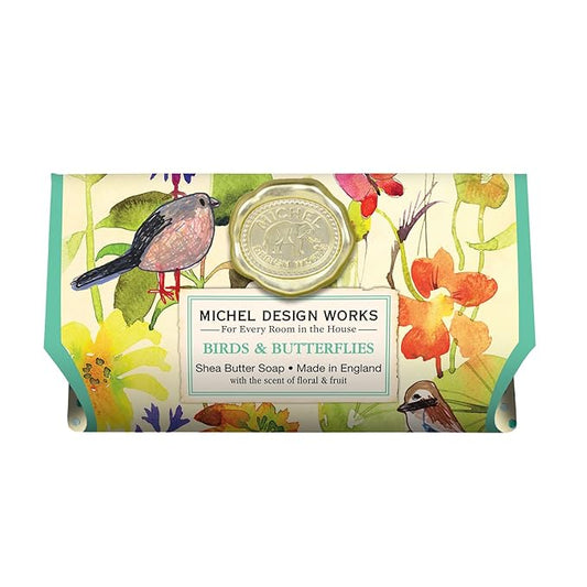 Michel Design Works Large Bath Soap Bar, Birds & Butterflies