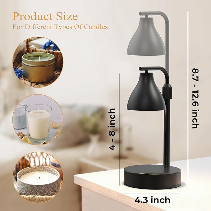 Vaincre Electric Candle Warmer Lamp with Timer and Dimmer, Candle Melt Light with 2 Bulbs, Gifts for Women