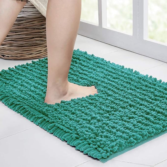 Walensee Large Bathroom Rug Non Slip Bath Mat (72x24 Inch Turquoise) Water Absorbent Super Soft Shaggy Chenille Machine Washable Dry Extra Thick Perfect Absorbant Best Plush Carpet for Shower Floor