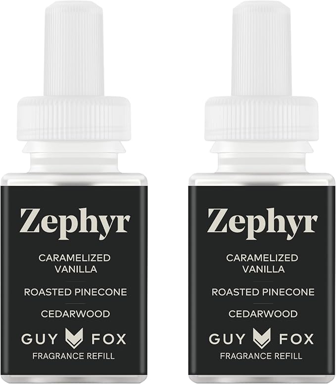 Pura & GUY FOX Home Scent Refill - Smart Home Air Diffuser - Up to 120-Hours of Premium Fragrance per Refill - Household & Apartment Essential - Clean Diffuser Fragrance - 2 Pack, Zephyr