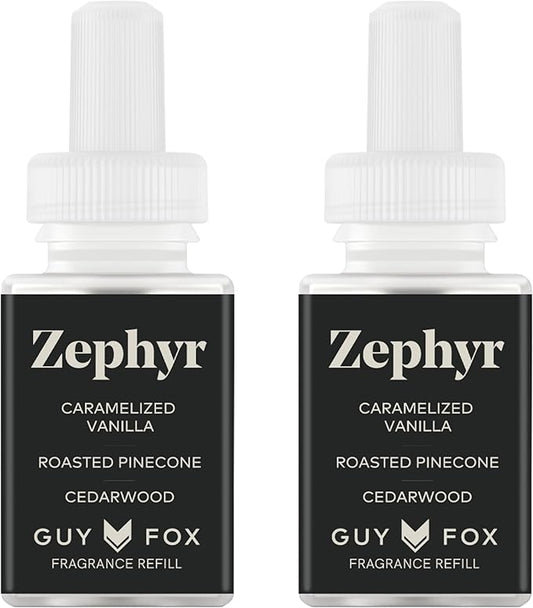 Pura & GUY FOX Home Scent Refill - Smart Home Air Diffuser - Up to 120-Hours of Premium Fragrance per Refill - Household & Apartment Essential - Clean Diffuser Fragrance - 2 Pack, Zephyr