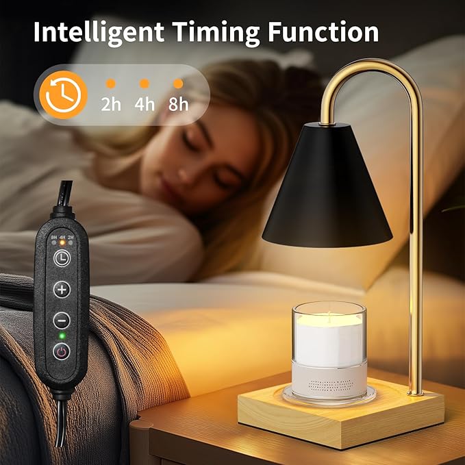 Candle Warmer Lamp, Electric Candle Lamp Warmer, House Warming Gifts New Home Bedroom Decor, Dimmable Wax Melt Warmer for Scented Wax with 2 Bulbs(Black)