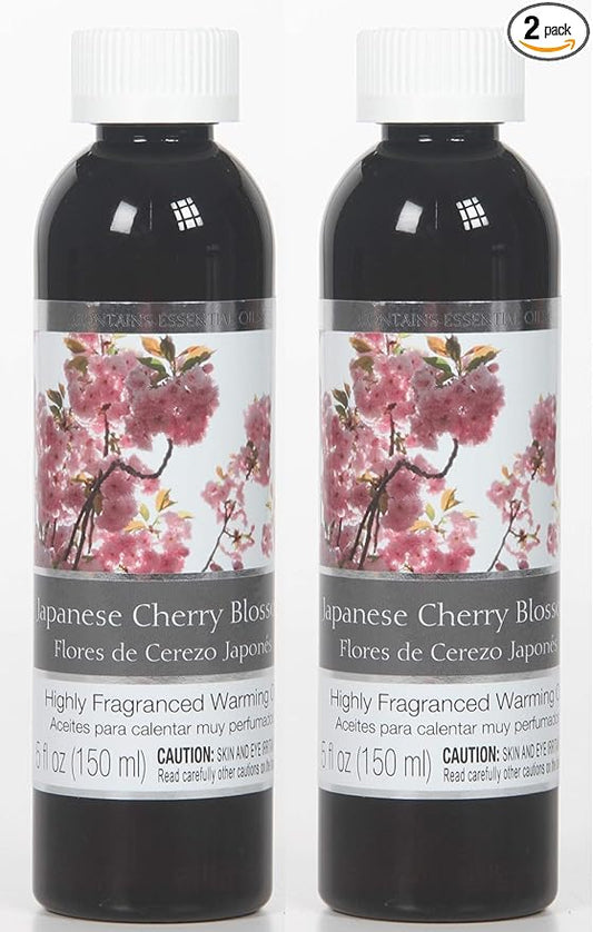 Hosley Japanese Cherry Blossom Fragrance Warming Oils, Set of 2, 5oz Each. Ideal Gift for Weddings, spa, Reiki, Meditation, Bathroom Settings.P1
