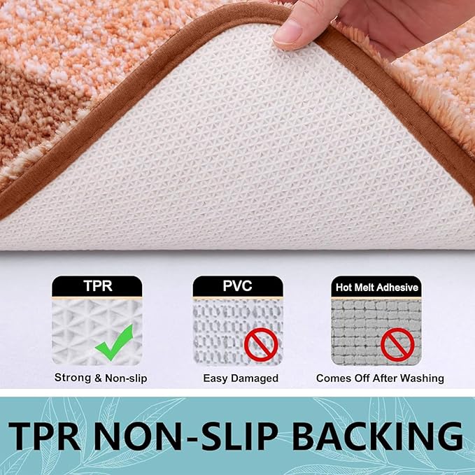 Arotive Microfiber Bathroom Rugs, Shaggy Soft and Absorbent Bath Rug, Non-Slip, Thick Plush Machine Washable Dry Bath Mats for Bathroom, Tub and Shower, 54x24, Orange