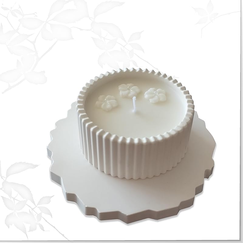 Candle and Stand Set, Soy and Coconut Wax, Unscented, Plaster Holder, Cotton Wick, Home Decor Gift,Eco-Friendly Candle With Stand