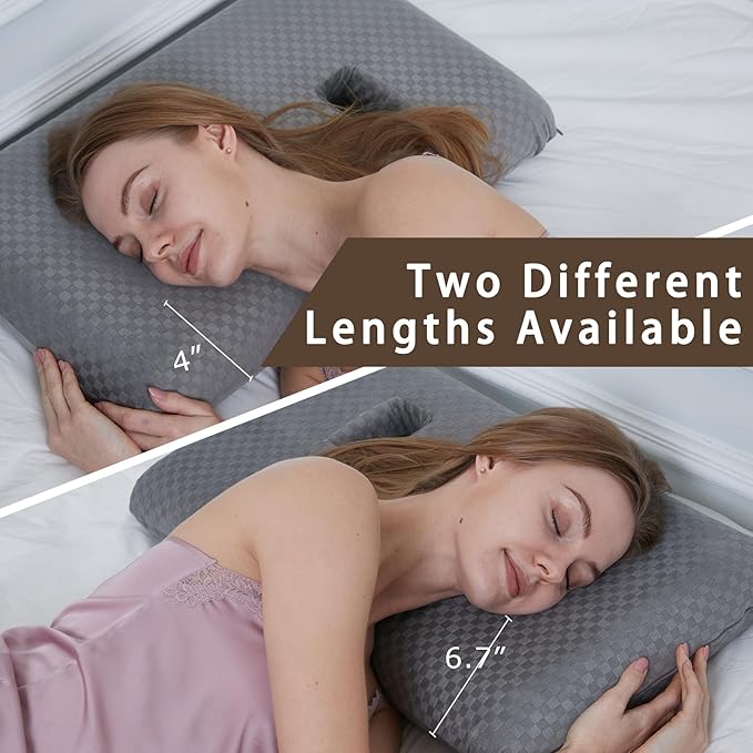 Ear Piercing Pillow with Ear Hole for Sleeping with Sore Ear Pain, Memory Foam 2 Hole Ear Hole Pillow Ear Guard Pillow | Ear Piercing Protection | Support earplugs for Sleep (Light Grey)