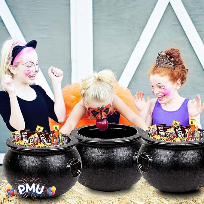 PMU 16 Inch Black Cauldron Kettle, Halloween Witch Plastic Kettle, Party Decorations Indoor & Outdoor, Favor Decoration (1/Pkg) Pkg/1