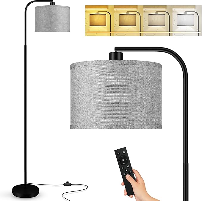 BoostArea Dimmable Floor Lamp for Living Room,Arc Sofa Lamps with Remote Control,Stepless Dimmable & Colors Temperature 2700k-6500k,67 in,Tall Modern Standing Lamp for Bedroom Study Room Office,Grey