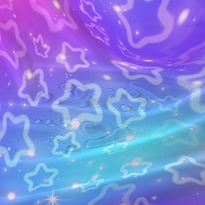 AILONEN Stars Shower Curtain, Dream Blue-Violet Gradient Theme Fabric Shower Curtains for Bathroom,Shining Stars Shower Curtain Liner for Girls Teen,72" W*78" H