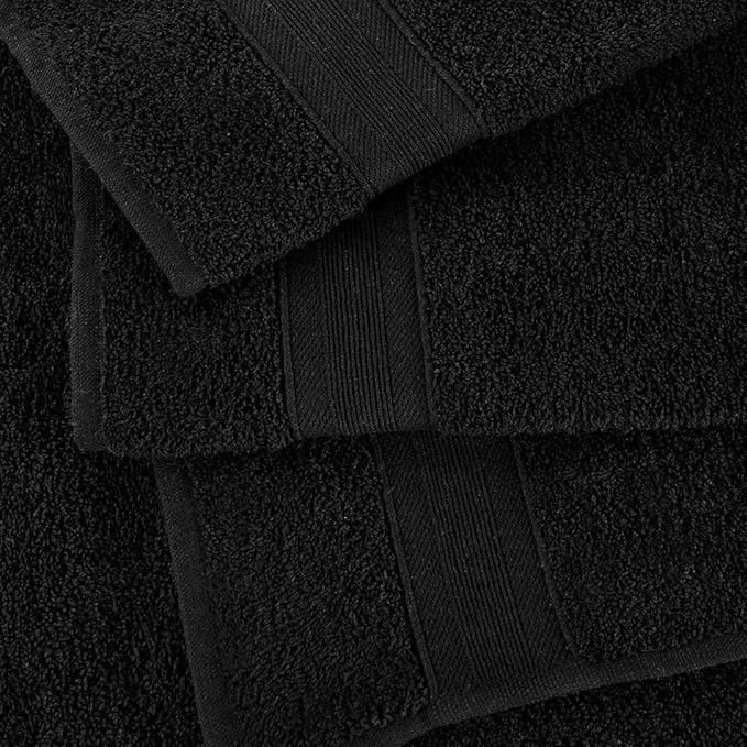 Quick-Dry, Soft & High Absorbent Bath Towels 27"x54" Cotton Turkish Bath Towel Set of 4 | Daily Use 100% Cotton Towels for Bathroom, Gym & More | Bathroom Towels Set (4 Pcs, Black)