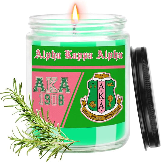 AKA Sorority Gifts,Pink and Green 7oz Scented Candle Sorority Paraphernalia Gifts for Sister Friend,Sorority Scented Home Decor Gift(aka-Green Pink)