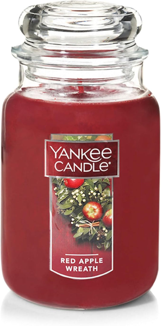 Yankee Candle Apple Wreath Scented, Classic 22oz Large Jar Single Wick Candle, Over 110 Hours of Burn Time | Holiday Gifts for All
