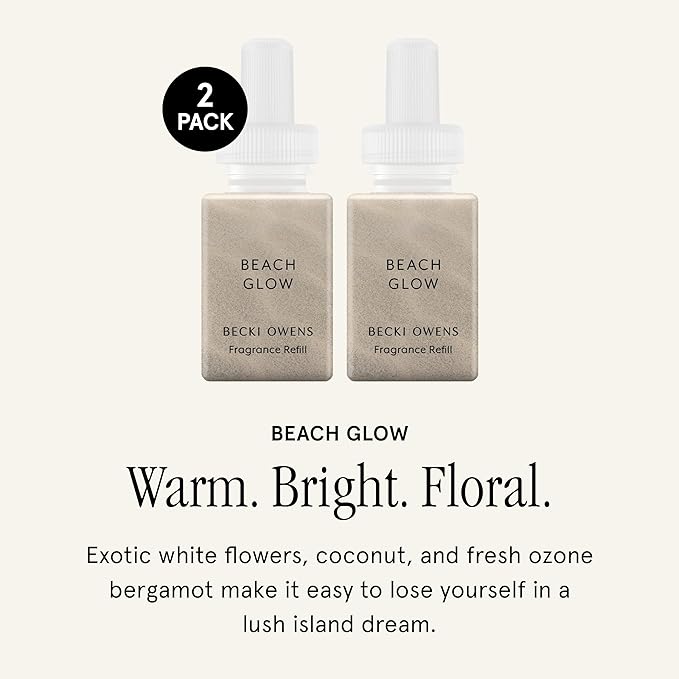 Pura & Becki Owens Home Scent Refill - Smart Home Air Diffuser - Up to 120-Hours of Premium Fragrance per Refill - Household Essential - Clean & Safe Diffuser Fragrance - 2 Pack, Beach Glow