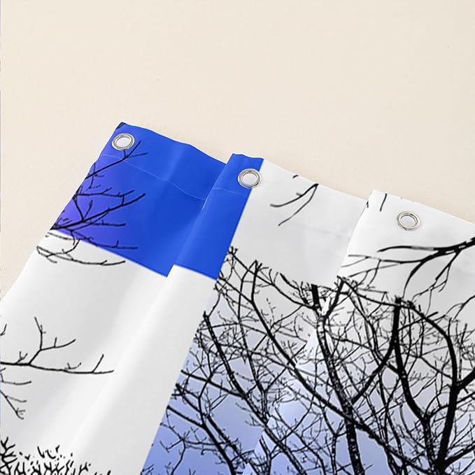 AILONEN Blue and White Tree Abstract Shower Curtain,Minimalist Printed Plant Tree Arts Bath Curtain,Modern Boho Waterproof Curtain for Bathroom Decor, 72" W x 96" H