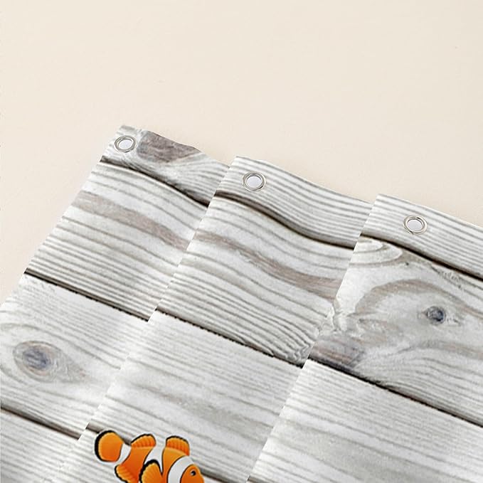 AILONEN 3D Printed Sea Turtle Shower Curtain, Ocean Coast Wooden Style Bathroom Curtain,Shell Turtle Bath Curtain 60" W*72" H Polyester Waterproof Bathroom Curtain with 12 Hooks