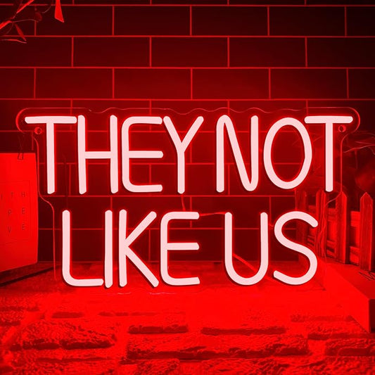 They Not Like US Neon Sign, Dimmable LED Music Neon Signs for Wall Decor, Christmas Ornamentm Black Culture Neon Light Kids Wall Art Room Bedroom Birthday Party Man Cave Christmas Gifts(15.7 * 8.6in)