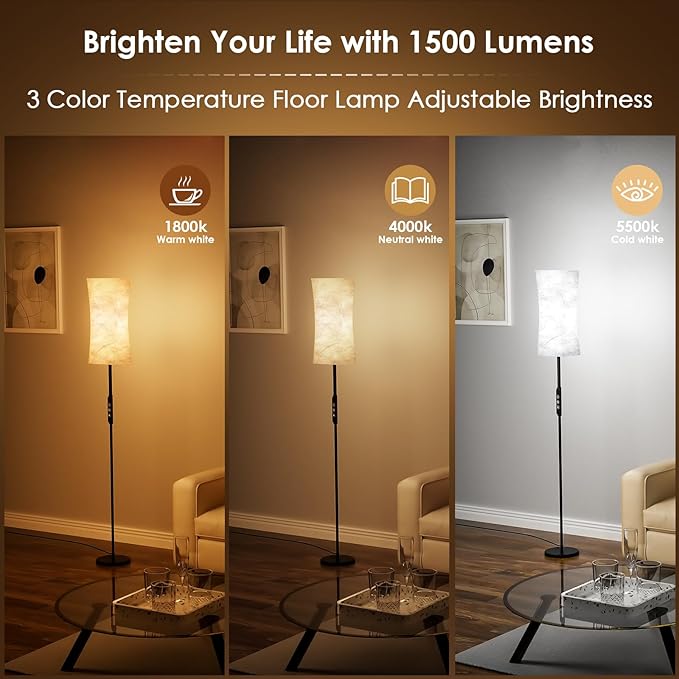 RGB Corner Floor Lamp - 67” Modern Tall Standing LED Light with Remote Touch Switch - 1800K-5500K Ambiance Color Changing Dimmable Floor Lamps for Living Room Bedroom Office Gaming Room New