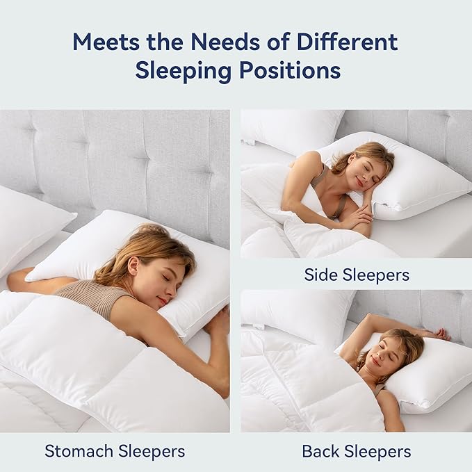 Goose Feather Down Pillows Queen Size Set of 2 - Luxury Soft Feather Down Pillow for Sleeping - Hotel Quality Bed Pillows - Wrapped in Polyester (Solid White, 20x30 Inches)