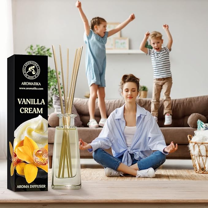 Vanilla Cream Aroma Diffuser 3.4 Fl Oz (100ml) - Reed Diffuser - Room Fragrance - Home Fragrance - Air Freshener - Vanilla Cream Scented Diffuser - Gift
