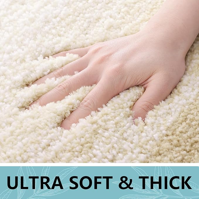 Arotive Microfiber Bathroom Rugs, Shaggy Soft and Absorbent Bath Rug, Non-Slip, Thick Plush Machine Washable Dry Bath Mats for Bathroom, Tub and Shower, 59x24, Light Beige