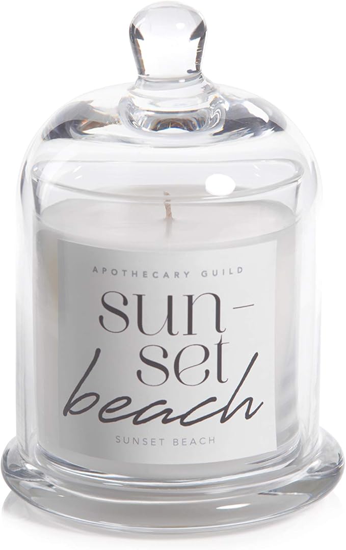 Apothecary Guild Scented Candle Jar w/ Glass Dome Sunset Beach