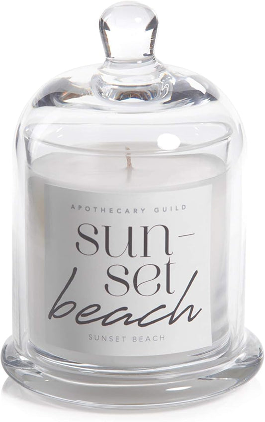 Apothecary Guild Scented Candle Jar w/ Glass Dome Sunset Beach