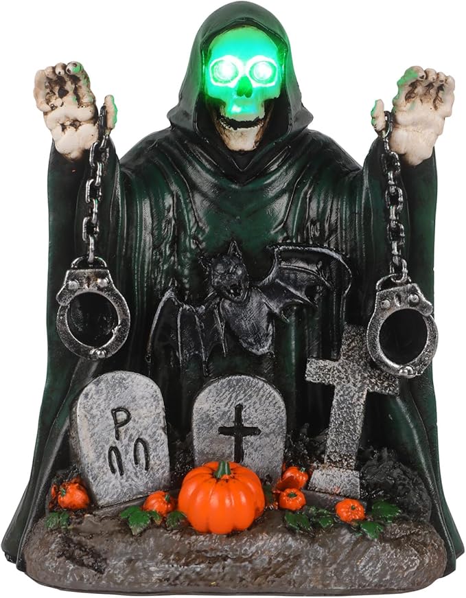 Halloween Grim Reaper Graveyard Decor - Solar Garden Statue, Spooky Outdoor Decoration Unique Garden Decor for Outside Yard Porch Lawn, Ideal