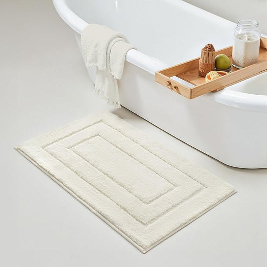 GRANNY SAYS Bathroom Rugs Non Slip, 20" x 32", Bath Rugs for Bathroom Washable, Bath Mats for Floor, Microfiber Bath Mat for Tub, Absorbent Bath Rugs for Bath, Ivory