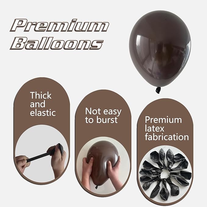 Dark Brown Balloons 145pcs Different Sizes 18 12 10 5 Inch Boho Brown Garland Arch Kit Latex Balloon for Birthday Party Graduation Wedding Anniversary Baby Shower Decoration