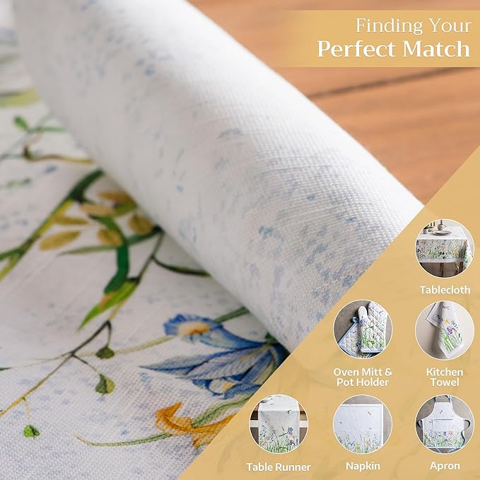 Maison d' Hermine Placemats Set of 4 100% Cotton Washable Cloth Place Mats, Reusable Table Mats for Kitchen Dining Decoration, Party, Wedding, Restaurant Spring/Summer (Fleurs De Mai, 13" x 19")