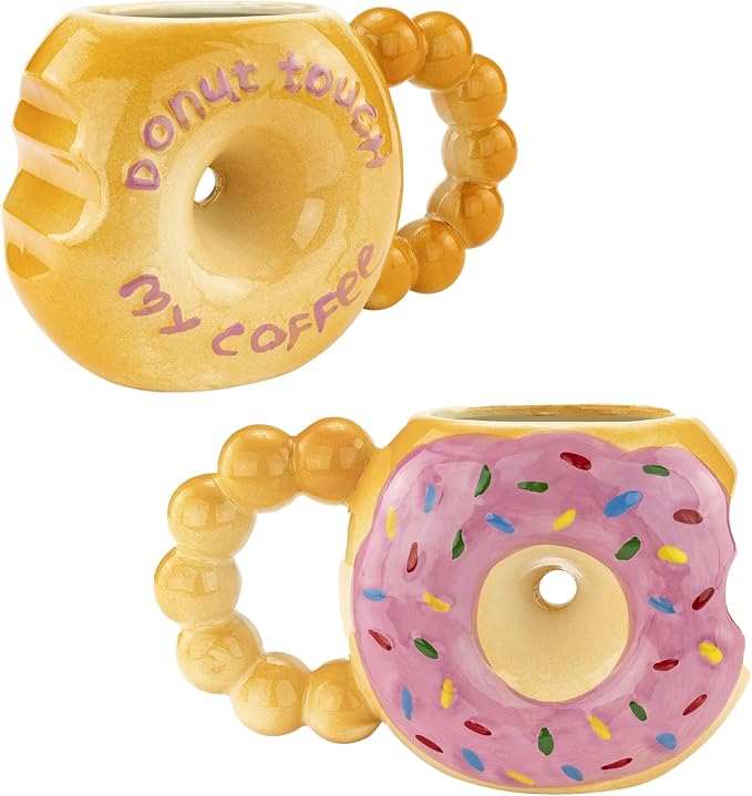 Fairly Odd Novelties DONUT TOUCH MY COFFEE Mug Fairly Odd Novelties-12oz Ceramic Shaped Tea Cocoa, One Size, Brown,FON-10288