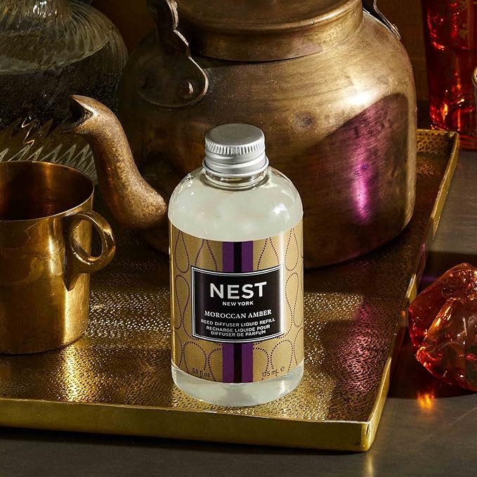 NEST New York Reed Diffuser Liquid Refill, Moroccan Amber - 5.9 fl oz - Fragrance for Up to 90 Days - Flame Free