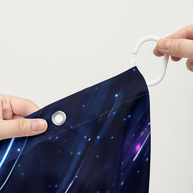 AILONEN Skull Shower Curtain for Kids,Solar System Skeleton Bath Curtain for Bathroom Decor,Galaxy Skull Polyester Waterproof with 12 Plastic Hooks for Boys Girls 72" W*96" H