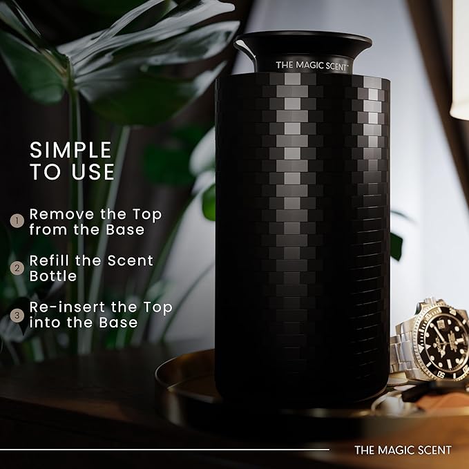 Mini USB Car Diffuser - Waterless Scent Machine for Home & On-The-Go - Intensity Control & Timer - Waterless Oil Diffuser - Rechargeable Car Air Freshener Diffuser up to 400 sq. ft.