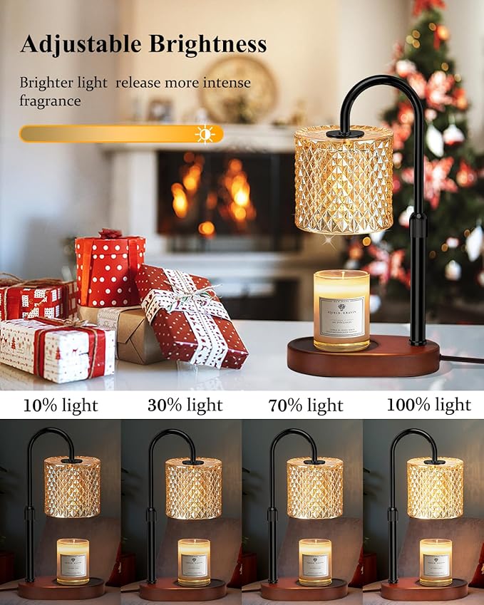 Candle Warmer Lamp, Candle Warmer Lamp with Timer Dimmer Height Adjustable, Candle Warmer with 2 Bulbs Electric Candle Lamp Warmer Gifts for Women Mother on Chrismas Mothers Day Birthday