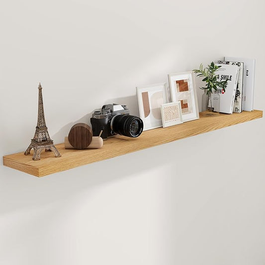 Oak Floating Shelves 72 Inch Long, 9.3" Deep Shelves Wall Mounted, 72"x9.3" Fireplace Mantel, Deep Storage Shelves for Home & Office, Rustic Large TV Stand - 9.3" D x 72" W x 1.5" H, 1 Pack