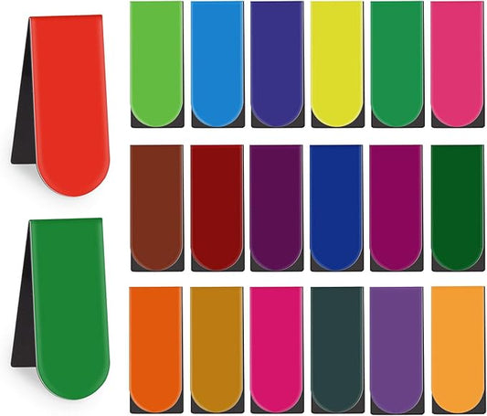 Magnetic Bookmarks,60 Pack 20 Solid Color Magnet Page Clip Small Bookmark for Book Lovers, Presents, Women, Man, Kids, Tudents, Teachers, School, Home, Office, Reading Supplies(2 x 0.8 inch)
