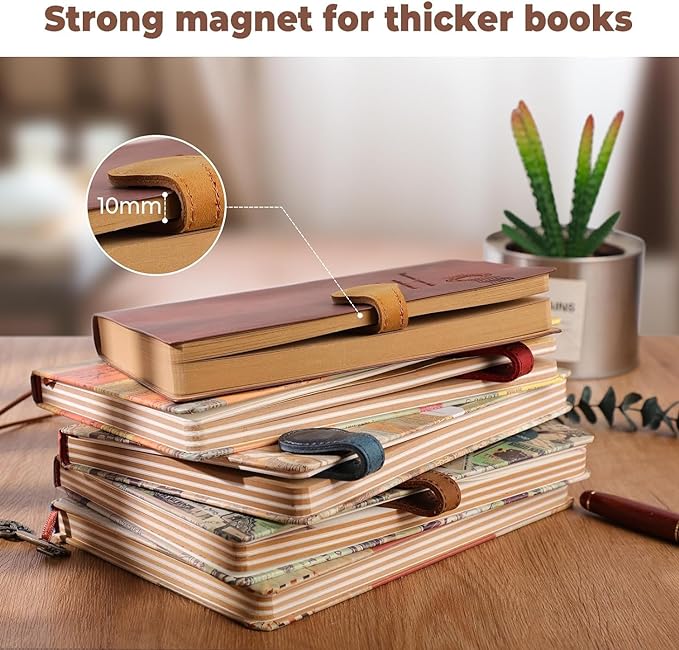 Personalized Magnetic Bookmark, 26 Custom Letters, Handmade - Magnetic Leather Bookmark for Book Lovers (Purple, I)