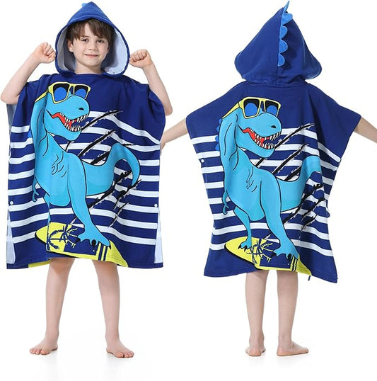 MOKANI Kids Hooded Poncho Towels, Soft & Absorbent Microfiber Beach Towel, Swimming Pool Changing Robe Bathrobe Bath Towel