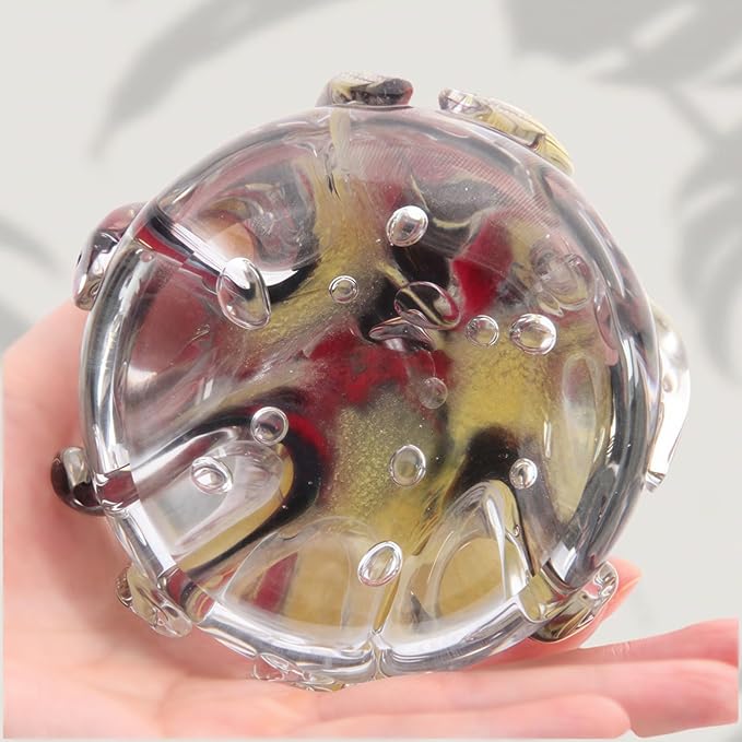 Hand Blown Glass Octopus Figurine with Iridescent Tentacles & Polished Crystal Base, Sea Life Figurines for Decorating Fish Tank Aquariums, Glass Paperweight (Black)