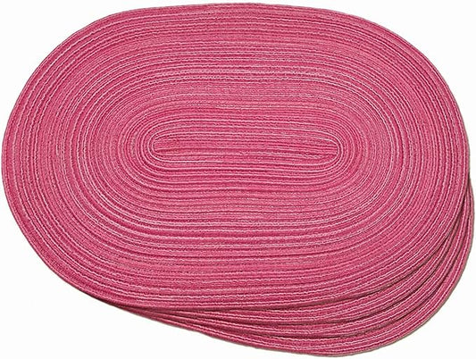 Noctiflorous Oval Braided Placemats Set of 4 Woven 12x18 Inch Non Slip Washable Heat Resistant Place Mats Tablemats for Dining Kitchen Party Daily Table Decor Dinner Mats (Hot Pink, 4)