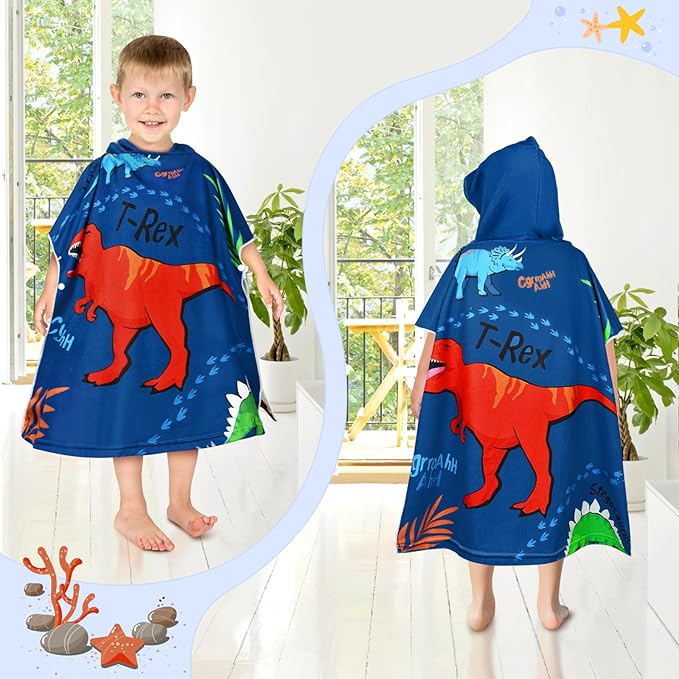 HUANLANG Kids Hooded Beach Towel for Boys Girls,Bath Pool Beach Poncho Towels Super Soft & Absorbent Cotton Towel Childrens Beach Towels for Toddler 0-7 Years Old