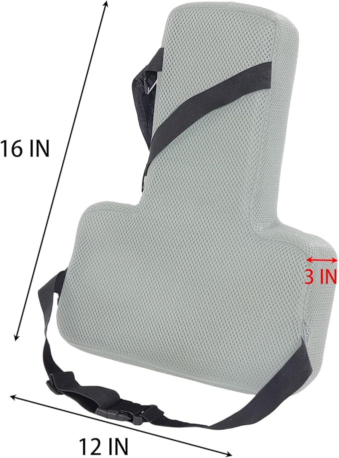 HOMBYS Lumbar Support Pillow for Office Chair-Seat Cushion for Back Support, Improved Sitting Posture and Upper/Lower Back Pain Relief for Desk Chairs, Car Seats and Airplanes (Light Grey, 16"x12"x3")