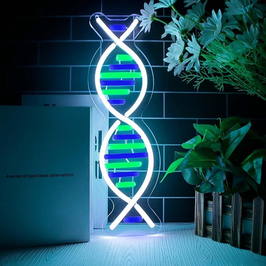 DNA Double Helix Neon Signs for Wall Decor, Dimmable LED DNA Neon Light Art Wall Sign, USB Powered for Man Cave Gaming Room Bedroom Biology Science Gift Decor for Nurse Doctor Physician(4.7 * 16.1in)